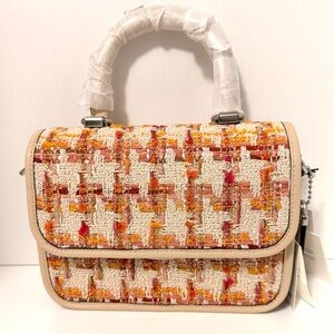 Coach Top Handle Bag- Cream Tweed & Leather –New with Tags
